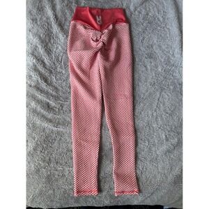G-Bunny Red Honeycomb Scrunch Butt Leggings High Waisted Textured Activewear